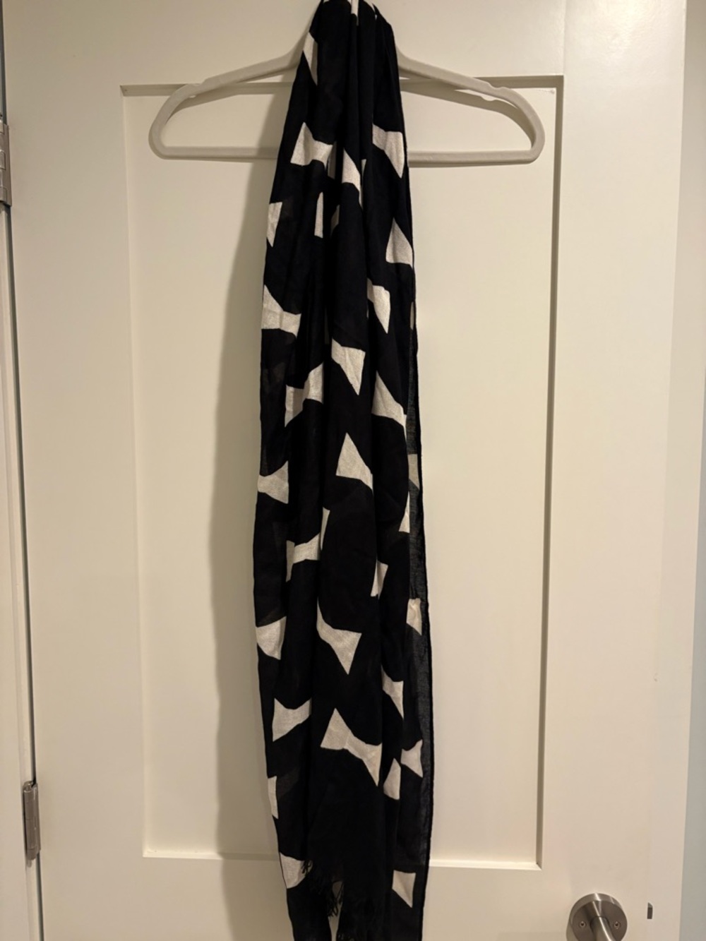 kate spade Black Sheer Logo Fringe Scarf with bow tie motif